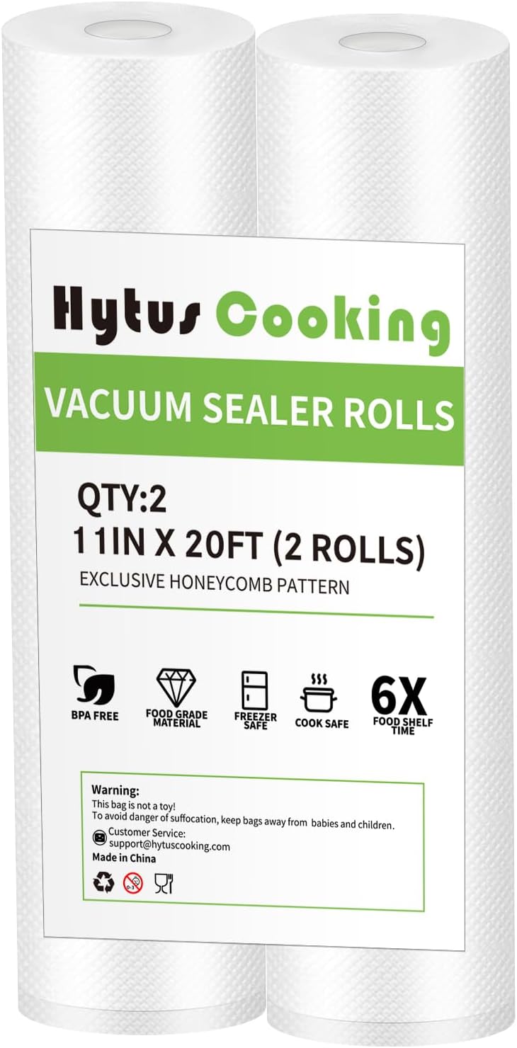 [2 Pack ] Vacuum Sealer Rolls Bags, 2 Rolls 11" x 20' Commercial Grade Food Bag Rolls for Storage Sous Vide, Durable
