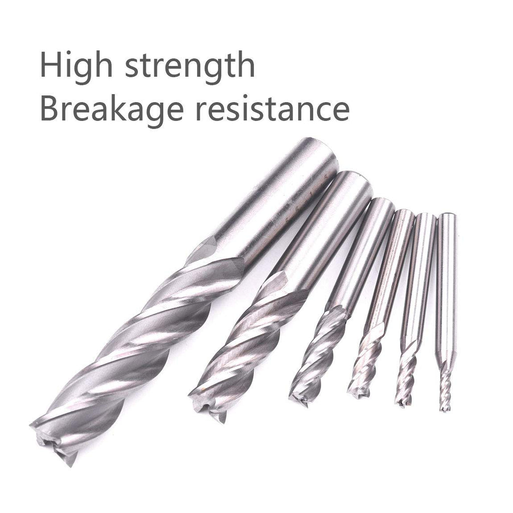 HSS-AL Carbide End Mill Set, 4 Flute Milling Cutter Bits, High Strength Breakage Resistance, 1/2x1/2 Inch, 5 Pack