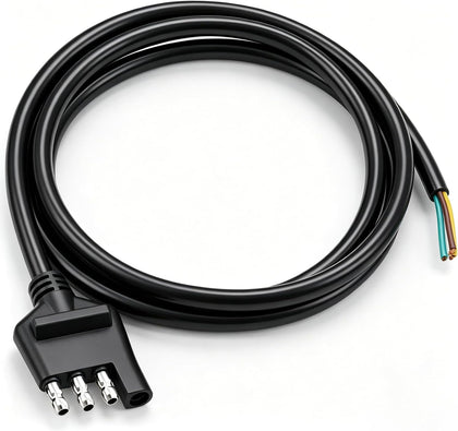 4-Way Trailer Wiring Harness - 5 Ft (1.5m) 4-Pin Flat Trailer Wire Extension Connector, Pure Copper