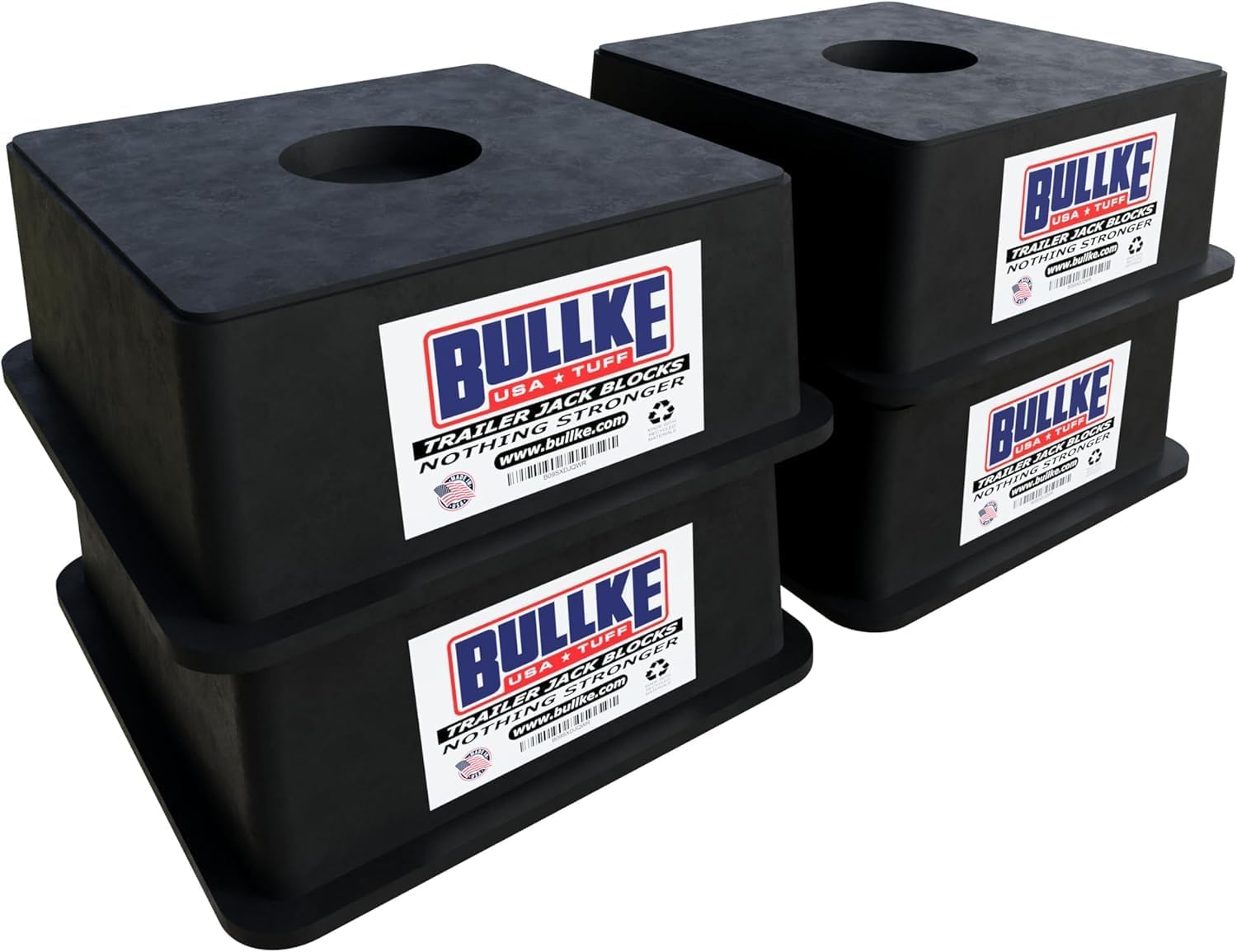 Square Trailer Jack Blocks 4-Pack, USA-Made Heavy Duty RV Leveling Blocks, Stabilizing Jack Pads for Camper, 5th