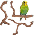 3-Piece Premium Bird Perch Stand with Natural Grape Wood Branch, Paw Grinding Fork, Chewing Stick, Cage Accessories