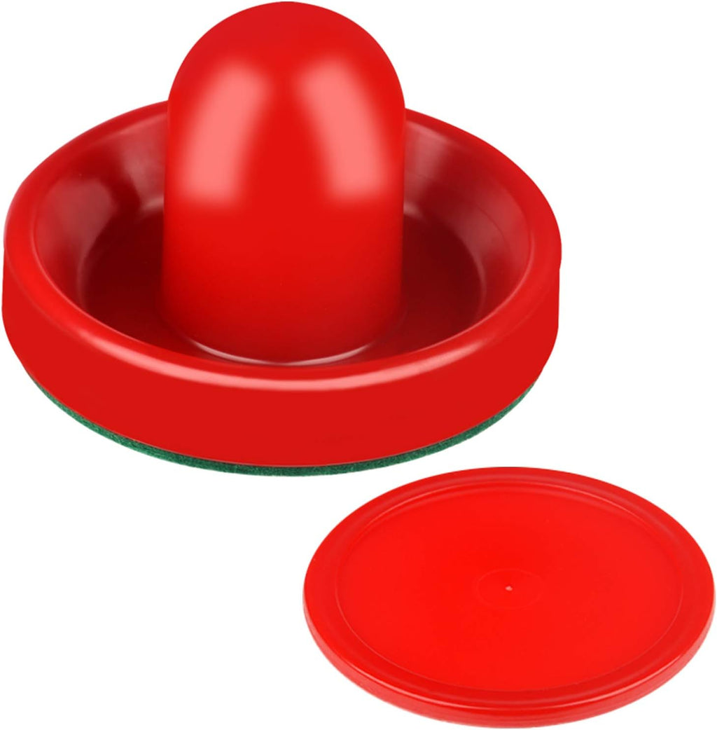 Air Hockey Pushers and Red Air Hockey Pucks, Goal Handles Paddles Replacement Accessories for Game Tables (4 Striker