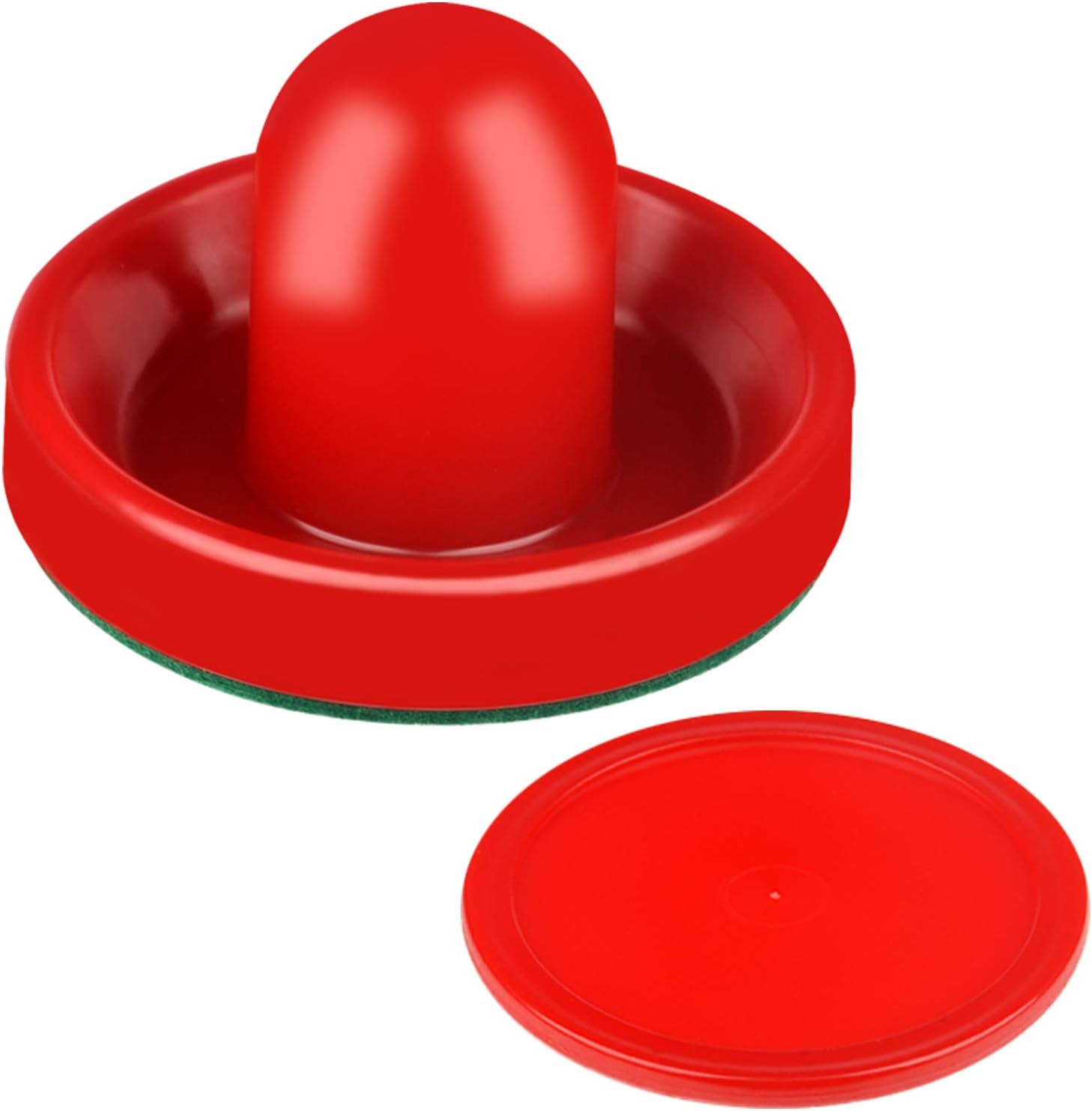 Air Hockey Pushers and Red Air Hockey Pucks, Goal Handles Paddles Replacement Accessories for Game Tables (4 Striker