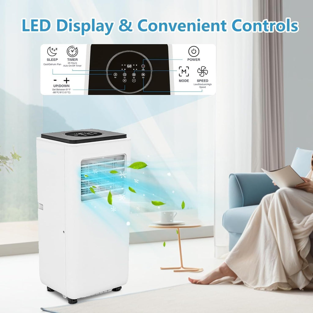 8000 BTU Portable Air Conditioners, 3-in-1 Portable AC Unit with Remote Control, Cool, Dehumidifier & Fan Modes for