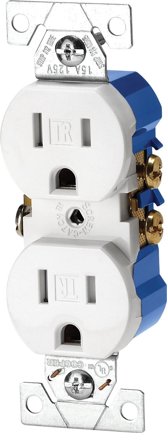 Eaton TR270-9W Tamper Resistant Duplex Receptacle, White