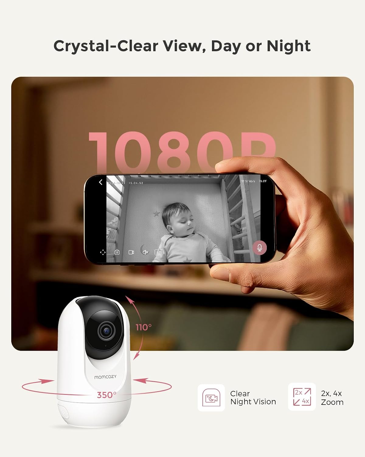 Smart WiFi Baby Monitor with Camera and Audio,5" 1080P & Wall Mount | Electric Safe Fence, Motion & Sound & Cry