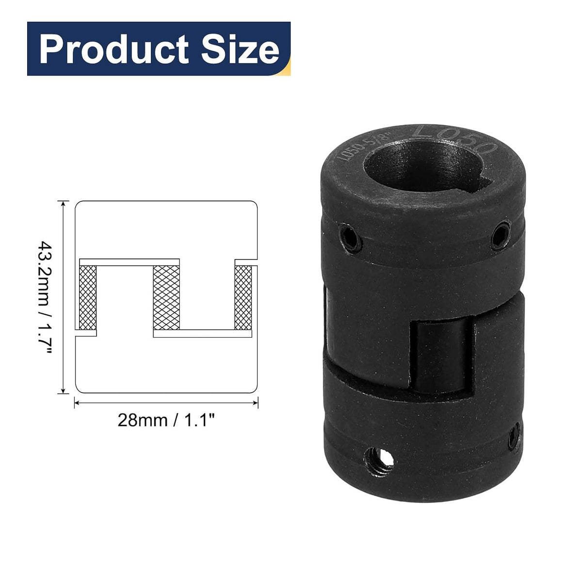 uxcell 5/8" to 5/8" L050 Flexible 3-Piece L-Jaw Coupling Coupler Set