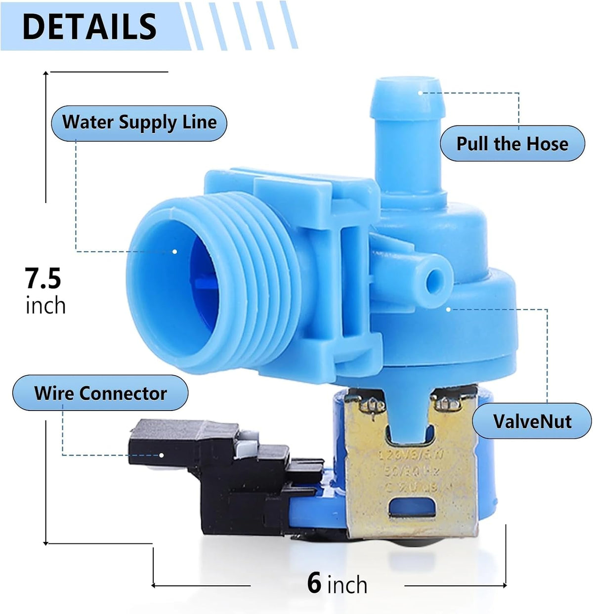 W10327249 W10327250 W11175771 Dishwasher Water Inlet Valve Fit for Whirlpool,Produced for Dishwasher Water Inlet Valve Replacement Part - replaces W10195047 W10327250 W10872255 W11130744