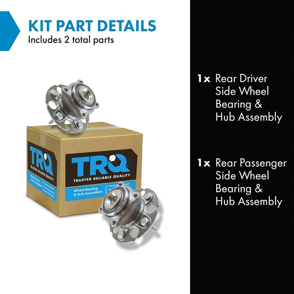 TRQ Rear Left and Right Wheel Bearing and Hub Assembly Set 2 Piece