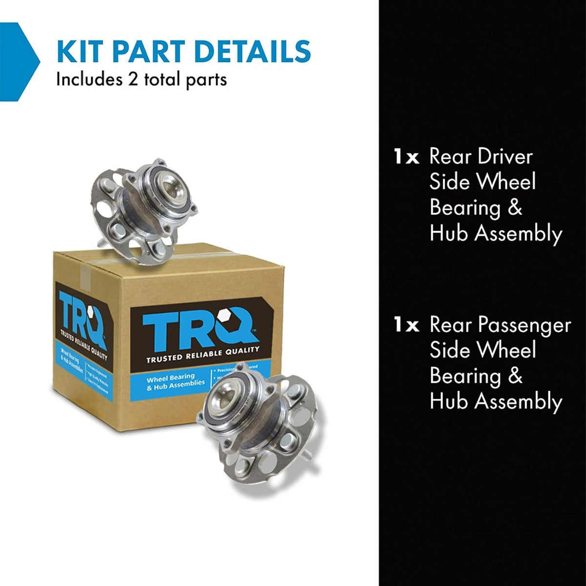 TRQ Rear Left and Right Wheel Bearing and Hub Assembly Set 2 Piece