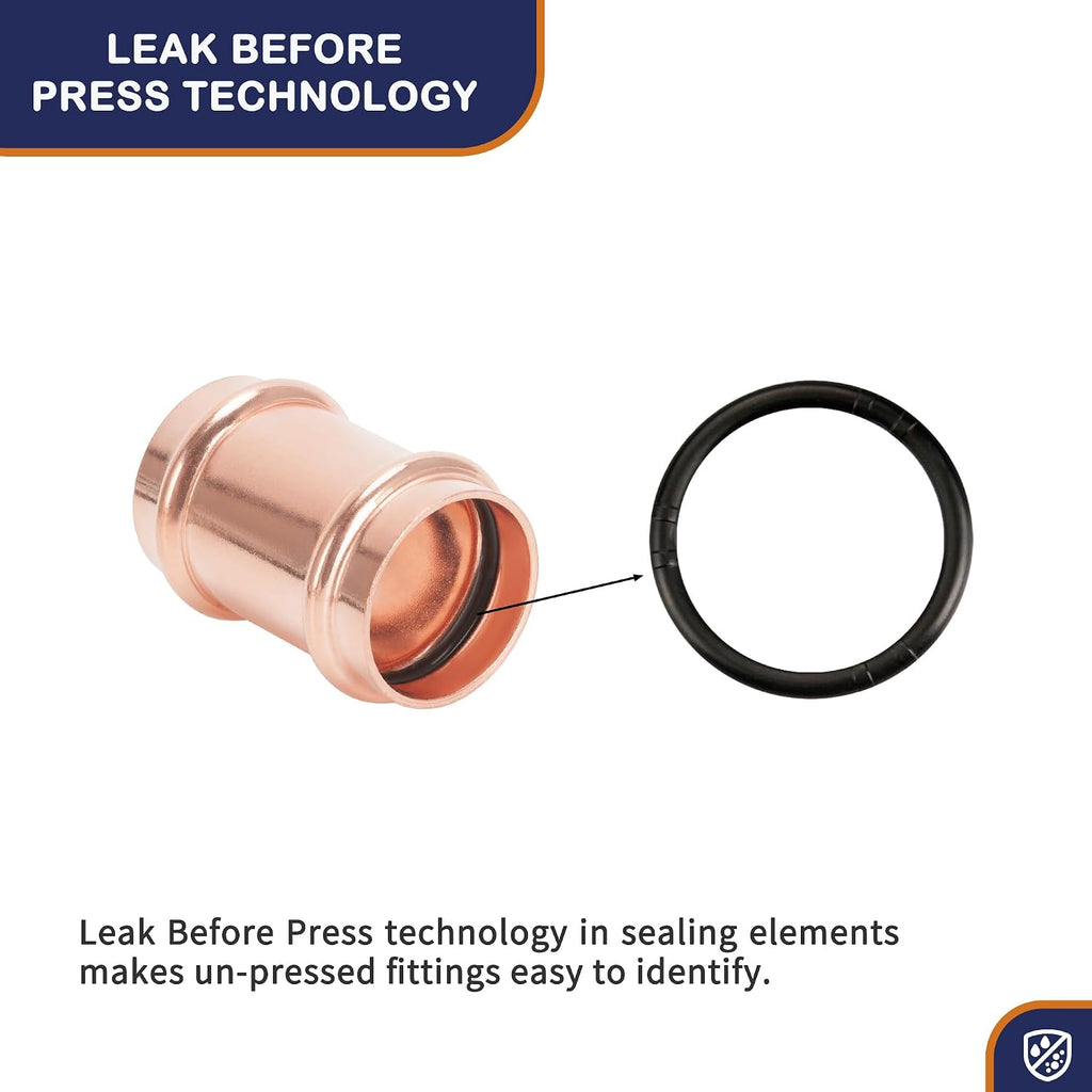 Copper Press Fittings 3/4 inch Coupling with Stop 10 Pack