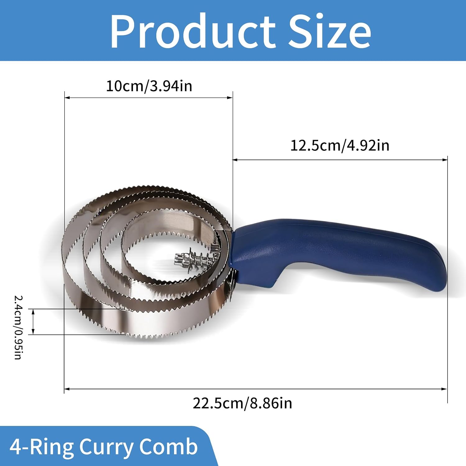 Curry Comb Kit, 4 Ring Curry Comb, Rubber Brush, Stain Wipe Brush Set