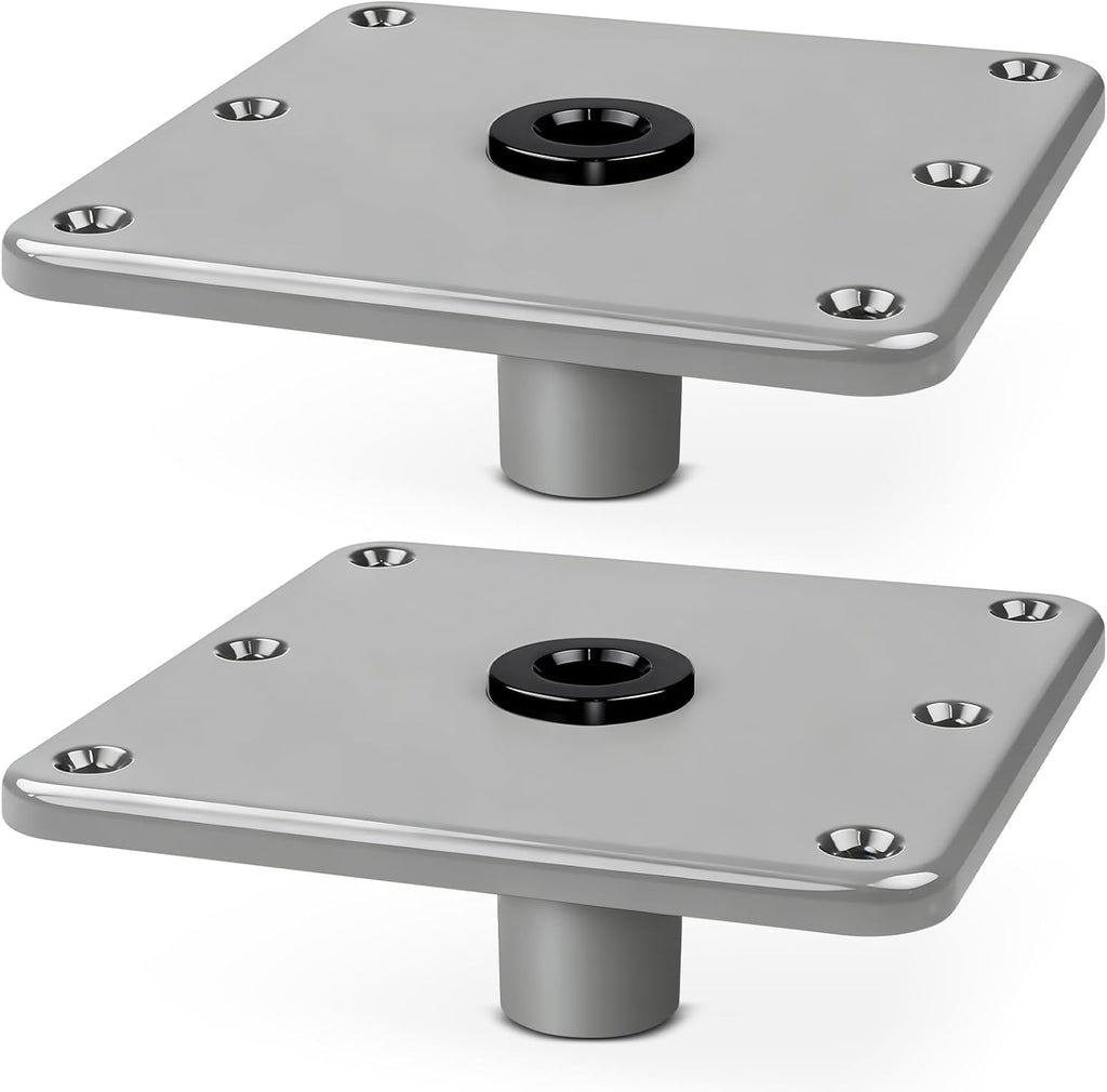 Boat Seat Mounting Base - 7"x7" Aluminum Pedestal, 3/4 Inch Lock'N-Pin Post Socket for Heavy Duty Boat Seat