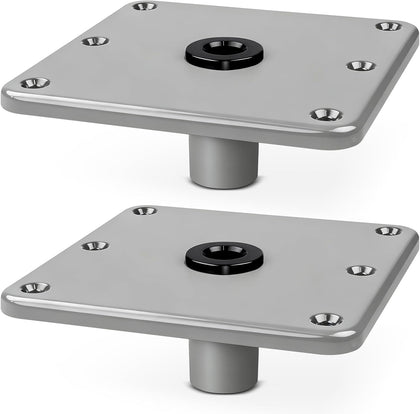 Boat Seat Mounting Base - 7"x7" Aluminum Pedestal, 3/4 Inch Lock'N-Pin Post Socket for Heavy Duty Boat Seat