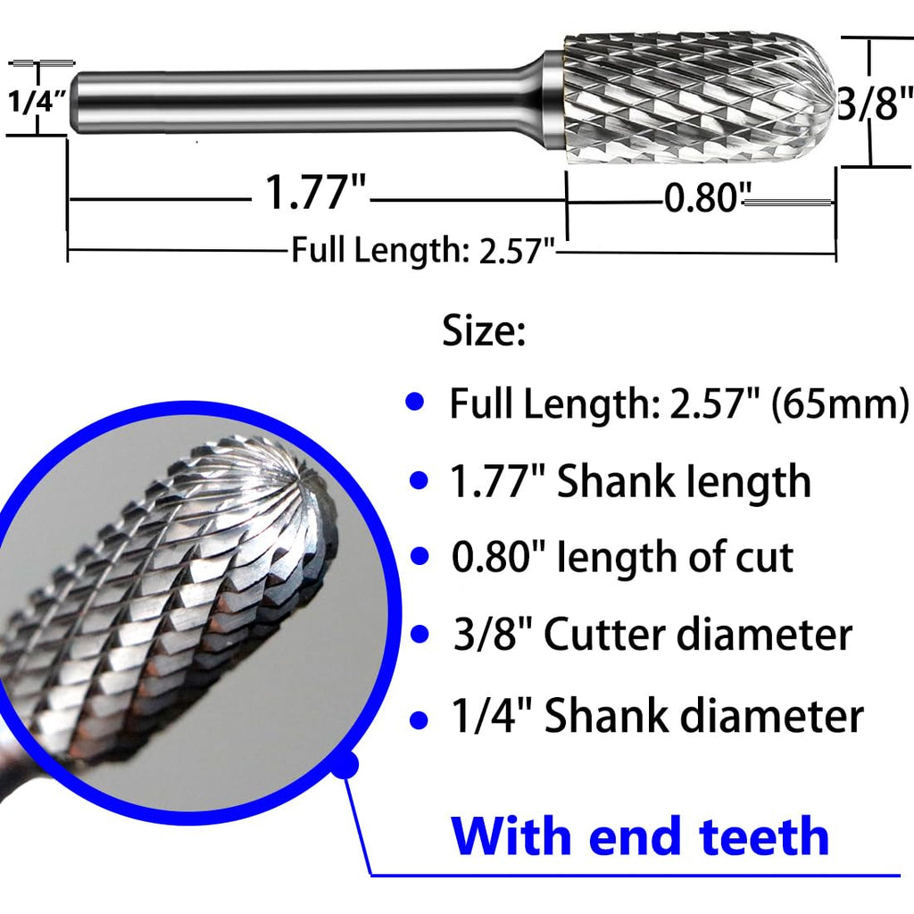 OSIDU Tungsten Carbide Rotary Burr Bit 1/4" Shank SC-3 Die Grinder Bits