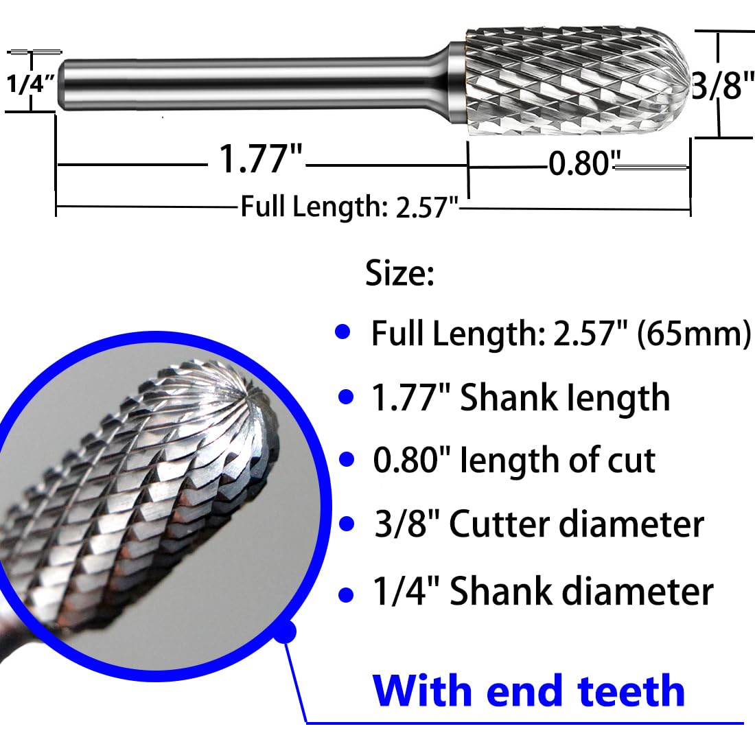 OSIDU Tungsten Carbide Rotary Burr Bit 1/4" Shank SC-3 Die Grinder Bits