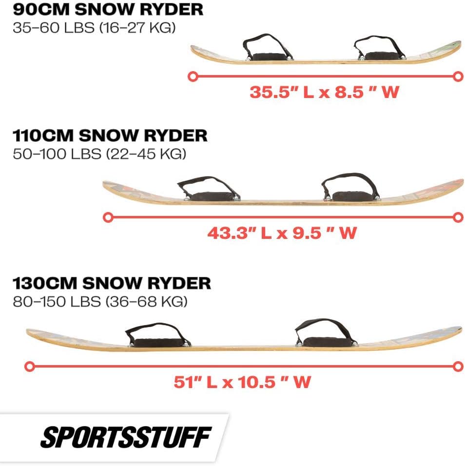 Wood Snowboards/Snow Sleds - Beginner Kids Winter Sports Accessories - 90cm-130cm Models