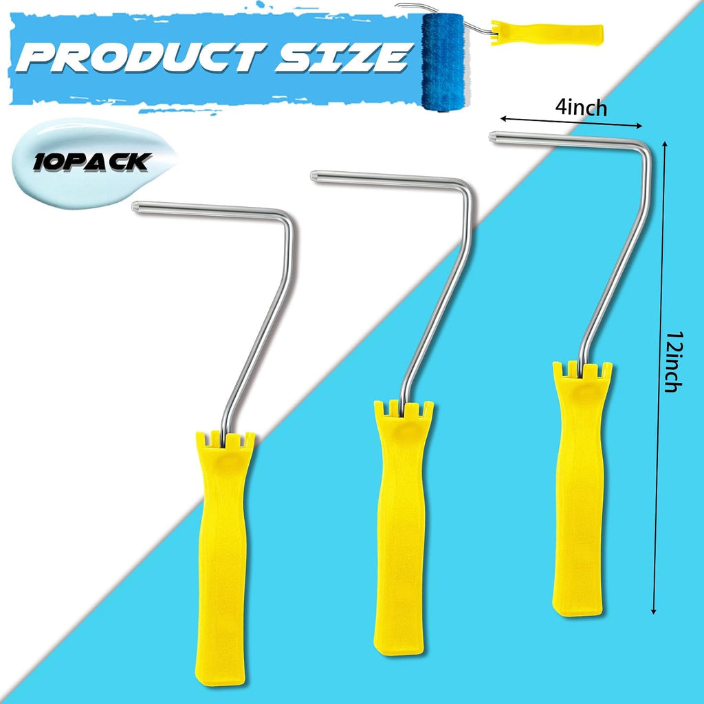 10 Pcs 4 Inch Mini Paint Roller Handle 12 Inch Frame Small Paint Roller Brush Painting Supplies for Wall House