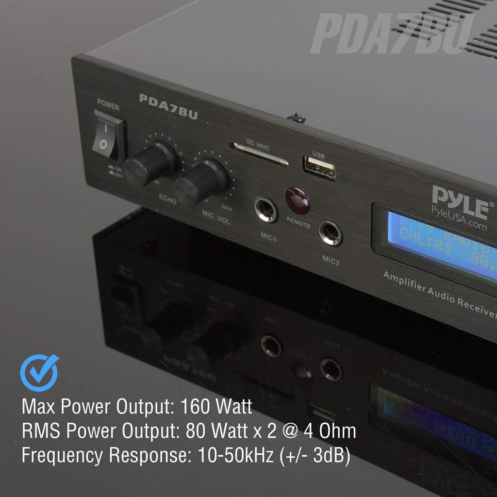 Bluetooth Home Theater Amplifier - 200 Watts into 5 Channels with Subwoofer Out, Easy Karaoke - Dual Mic, Wireless