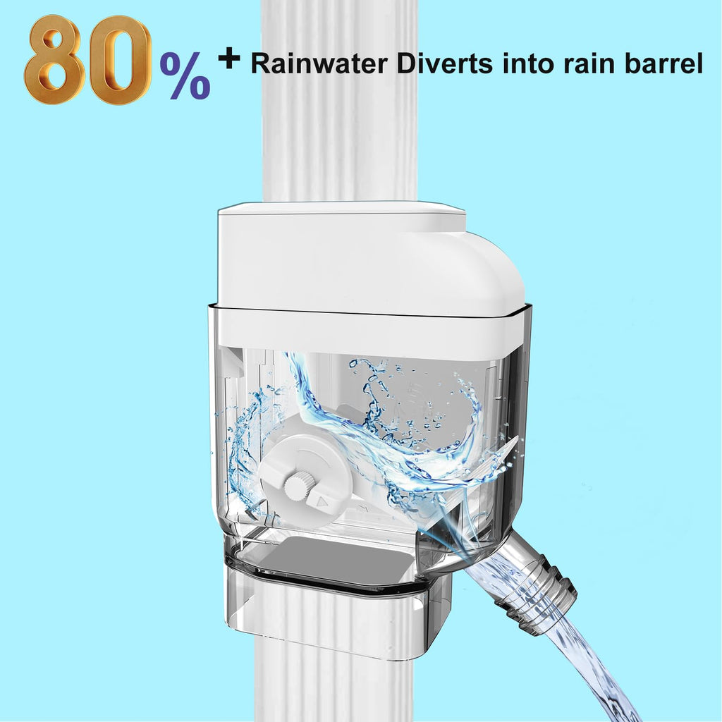 Gutter Downspout Diverter with Built-in Filter Screen,White