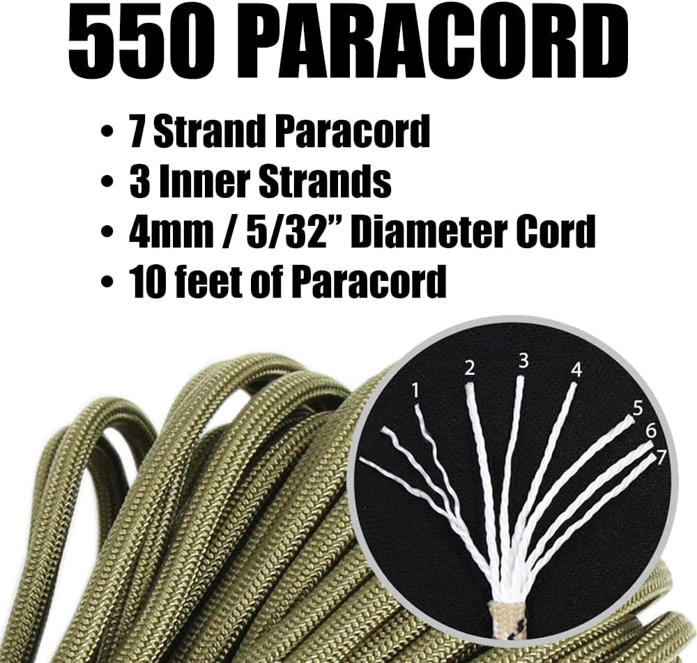 550 Paracord Survival Bracelet with Magnetic Liquid Compass, Ferro Rod Fire Starter, Scraper Tool and Emergency