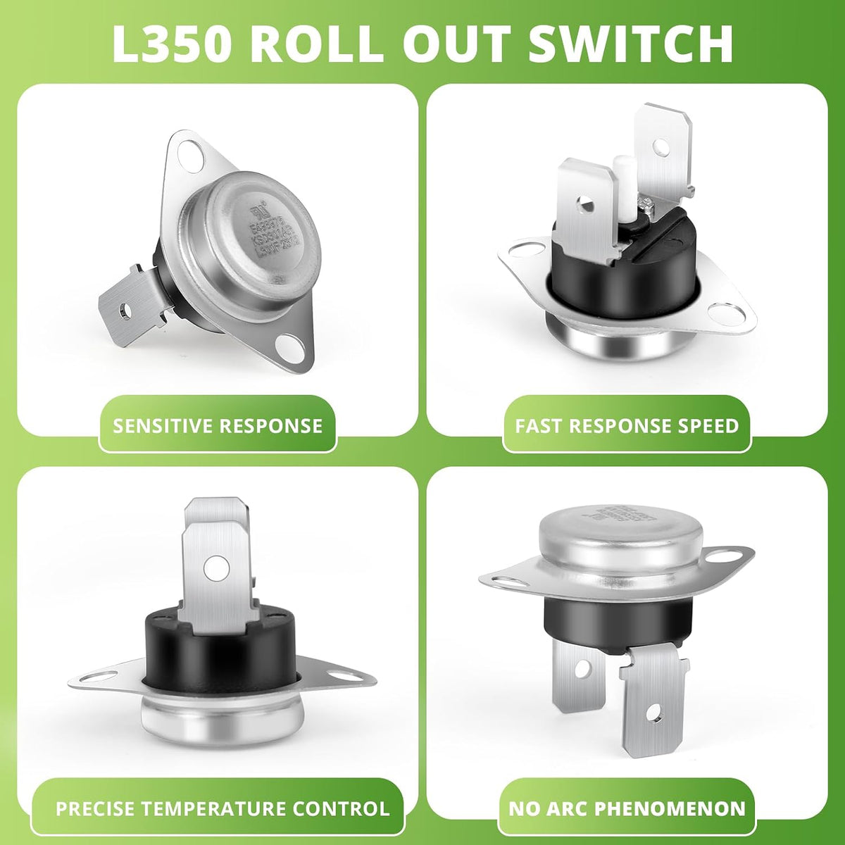 IWIWE 47-22861-01 L300F Furnace Limit Switch L350 Roll Out Switch Compatible with Rheem Limit Switch 47-22861-01 Manual Reset Universal Oven Thermostat Parts 36TX16 611870 (2Pack)