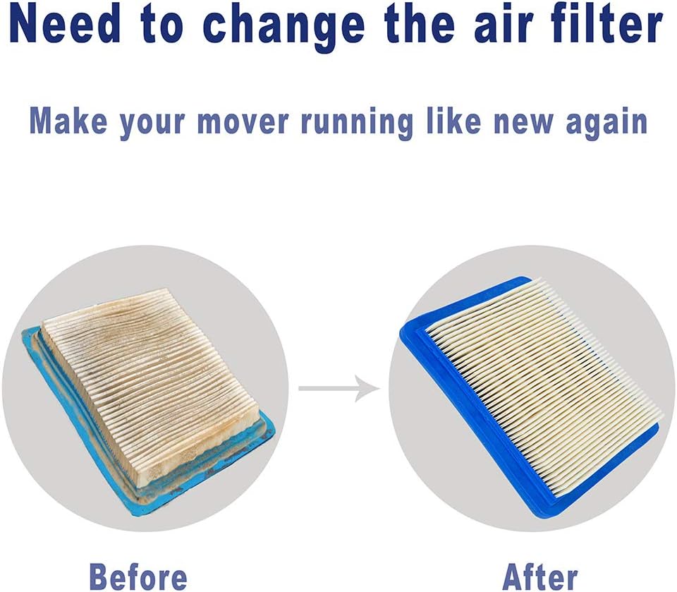 5 Pack 491588S Air Filter, Compatible with 491588 4915885 Flat OEM Air Cleaner Cartridge, Lawn Mower Air Filter
