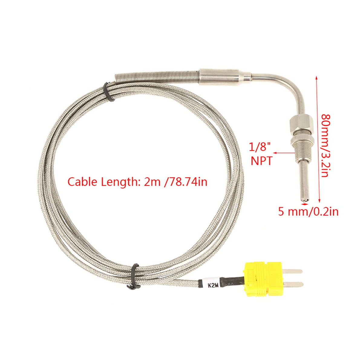 Chazcool K Type Thermocouple, Mini Temperature Detector EGT Sensor