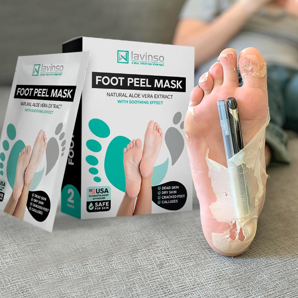 Foot Peel Mask for Dry Cracked Feet – 2 Pack Peeling Mask Removes Dead Skin and Calluses - Exfoliating for Soft Baby