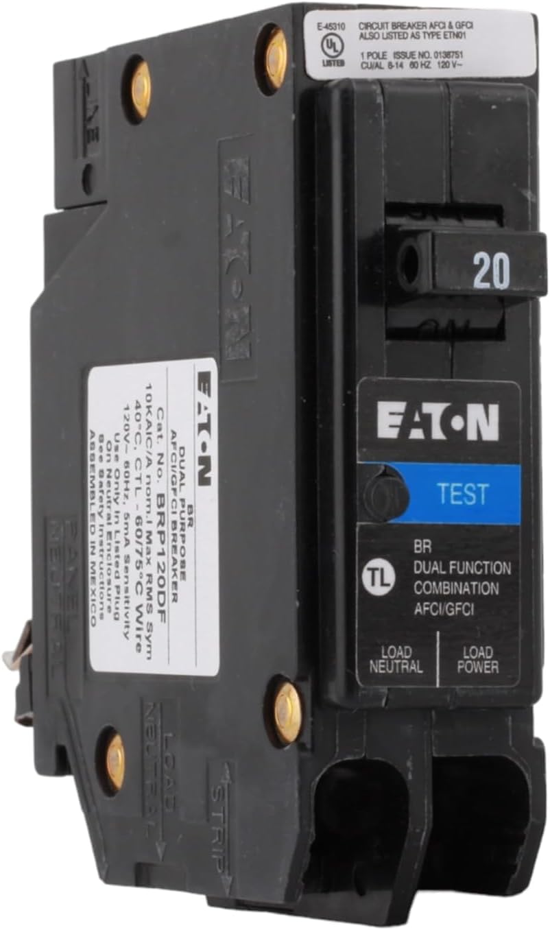 Cutler-Hammer Eaton All In One Breaker Plug On Neutral Arc FaultGround FaultOvercurrent Protection 20amp