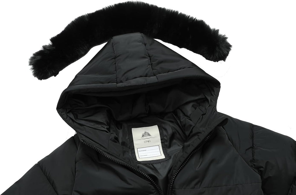 Girl's Winter Long Coat Parka Warm Hooded Puffer Jackets | Waterproof Polyester, Windproof Full Zipper, Ribbed Cuffs