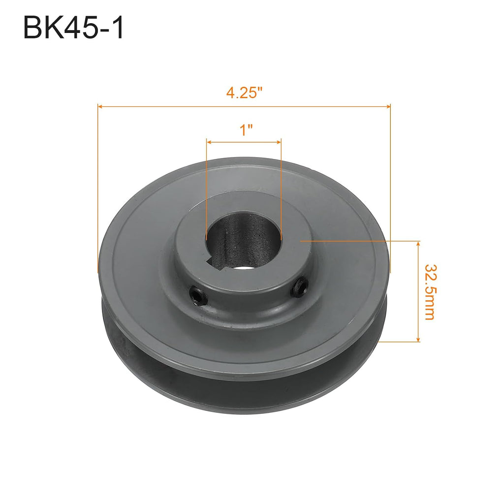 uxcell BK45-1 V-Belt Sheave 1" Bore, 4.25" OD, Single Groove Web Sheave