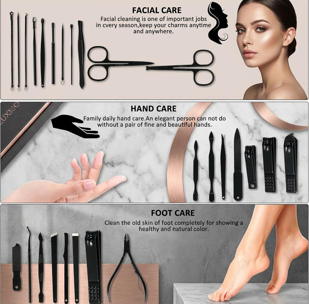 Manicure Set Professional Nail Clipper Kit-26 Pieces Stainless Steel Manicure Kit,Nail Care Tools with Luxurious