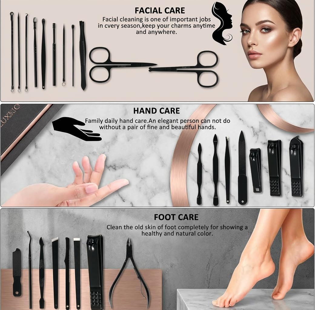 Manicure Set Professional Nail Clipper Kit-26 Pieces Stainless Steel Manicure Kit,Nail Care Tools with Luxurious