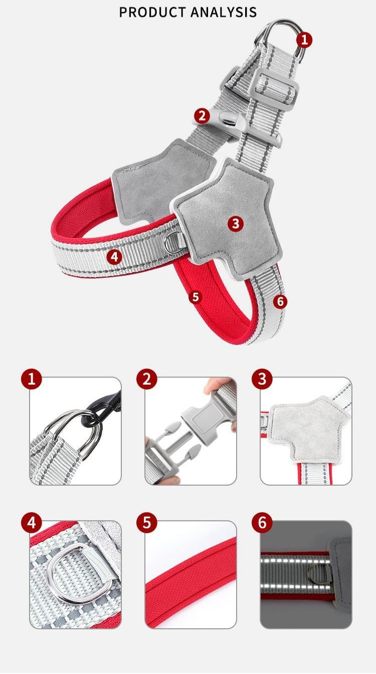 Bling Rhinestone Dog Harness and Leash Set, Breathable Mesh Saddle-Style Vest Harness, No-Pull Adjustable Soft Padded
