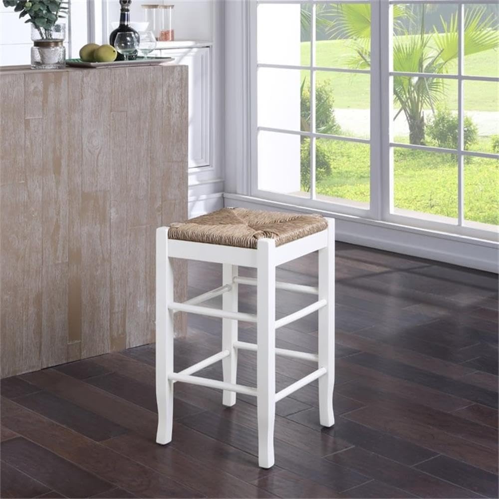 Square Rush Backless Counter Height Kitchen Stool - Cream