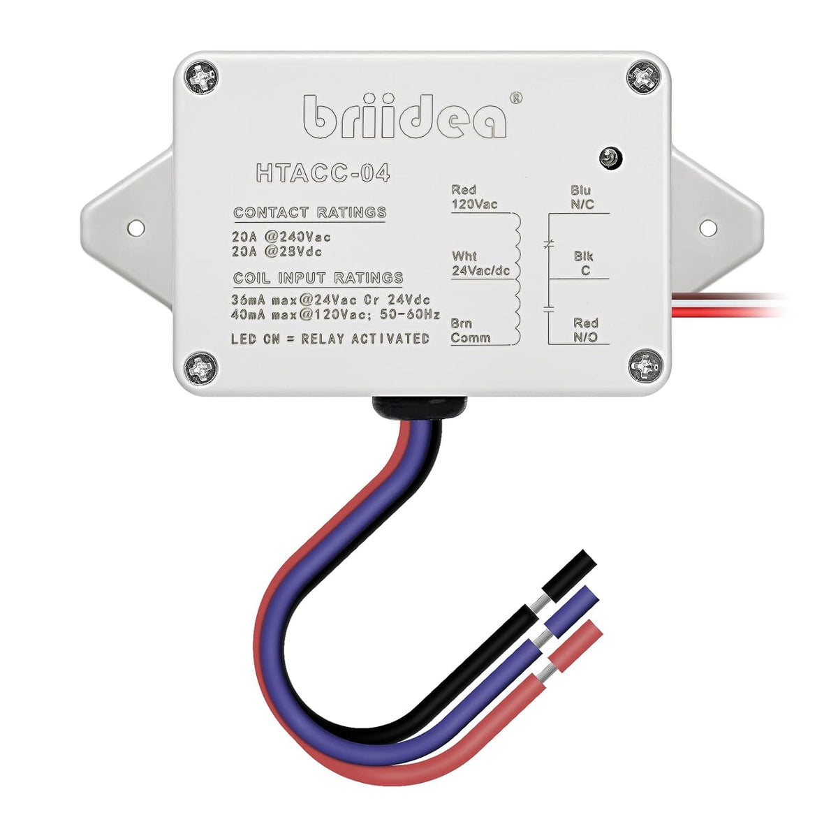 Enclosed Power Control Relay, Briidea 20 Amp SPDT Power Relay with 24 VAC/DC/120 VAC Coil, Compatible with HVAC, Temperature Controller Switches