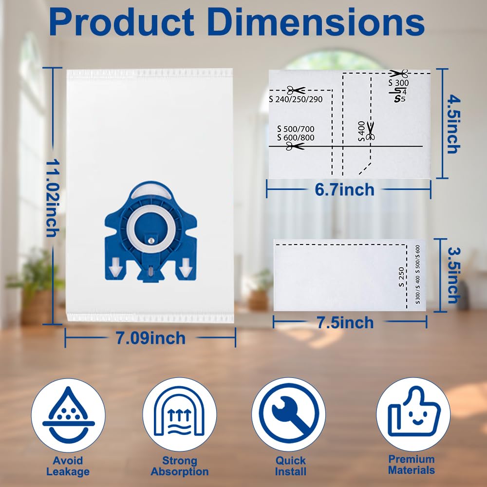 5 Pack Upgraded 3D Airclean dust Bags Replacement for Miele GN Vac