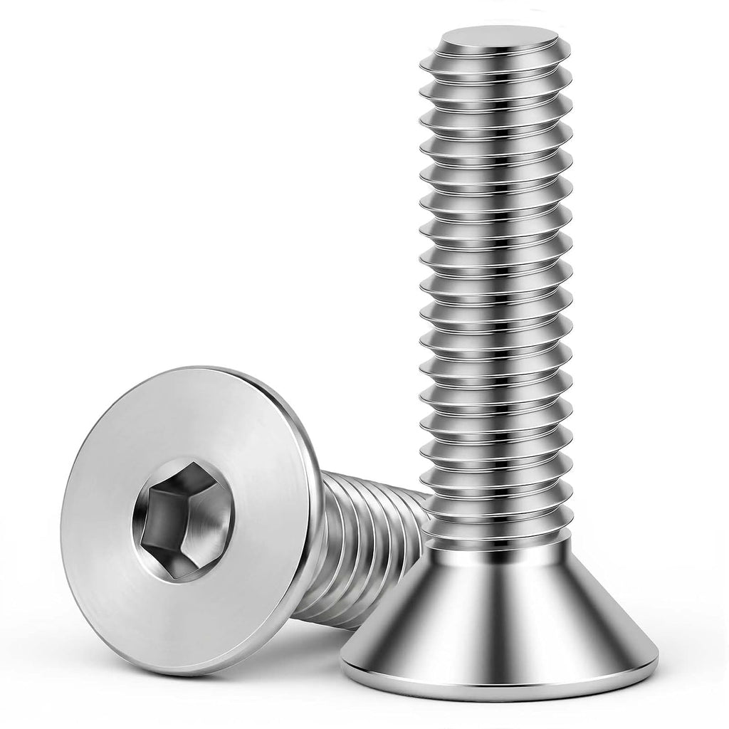 1/4-20 x 1 Flat Head Socket Cap Screws Countersunk Bolts, Allen Socket Drive, Stainless Steel 18-8 (304), Bright Finish, 50 PCS