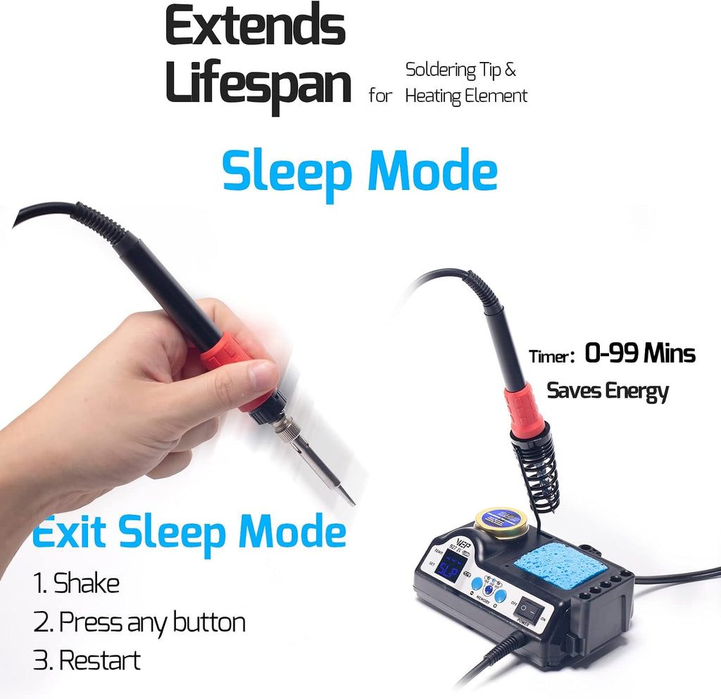 927-IV Soldering Station Kit High-Power 110W with 3 Preset Channels, Sleep Mode, LED Magnifier, 5 Extra Iron Tips