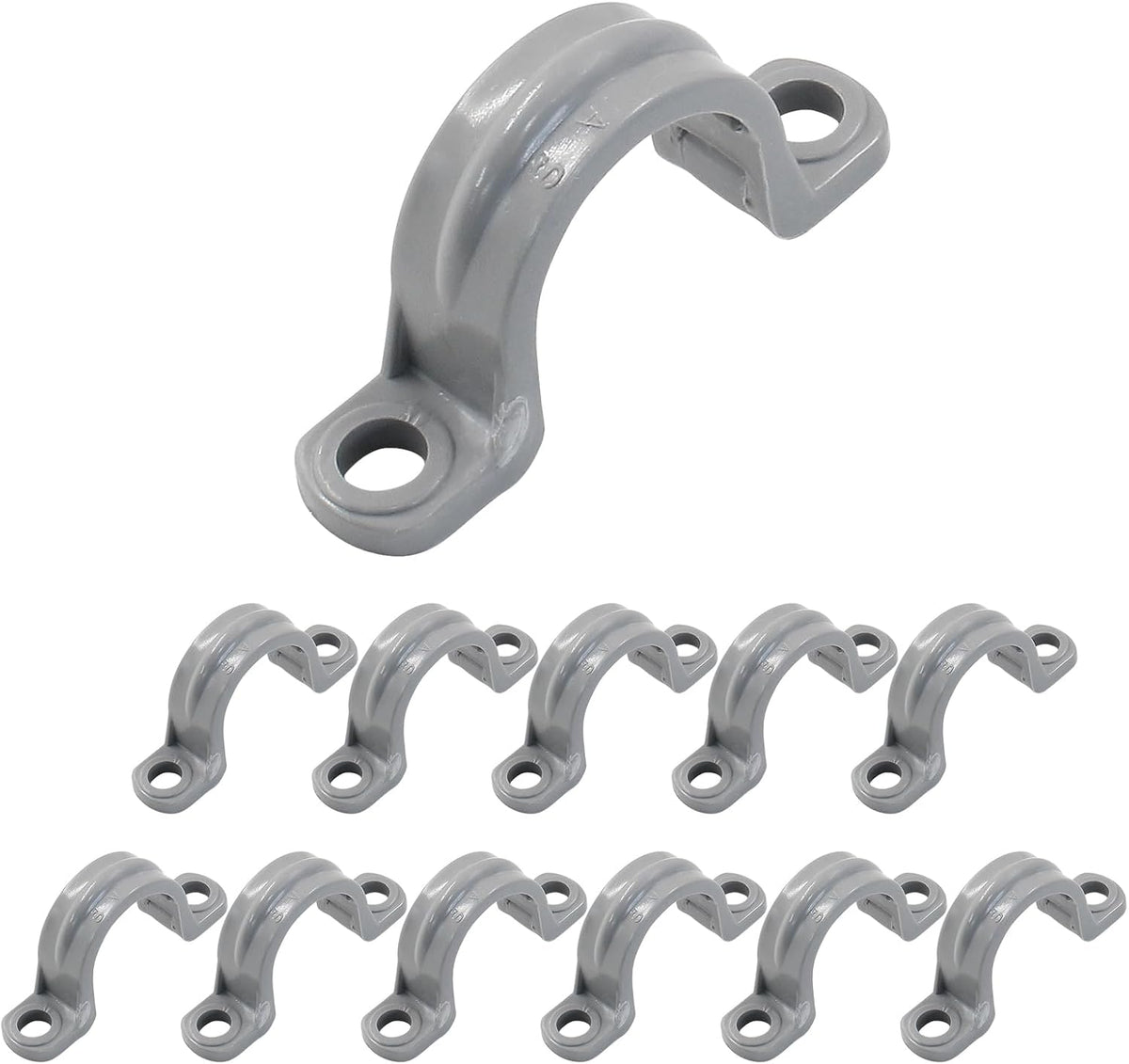 1/2 Inch PVC Pipe Straps, 12 Pack | 2 Holes, Plastic Conduit Pipe Clamps, Pipe Supports for PVC Pipes, Conduit and