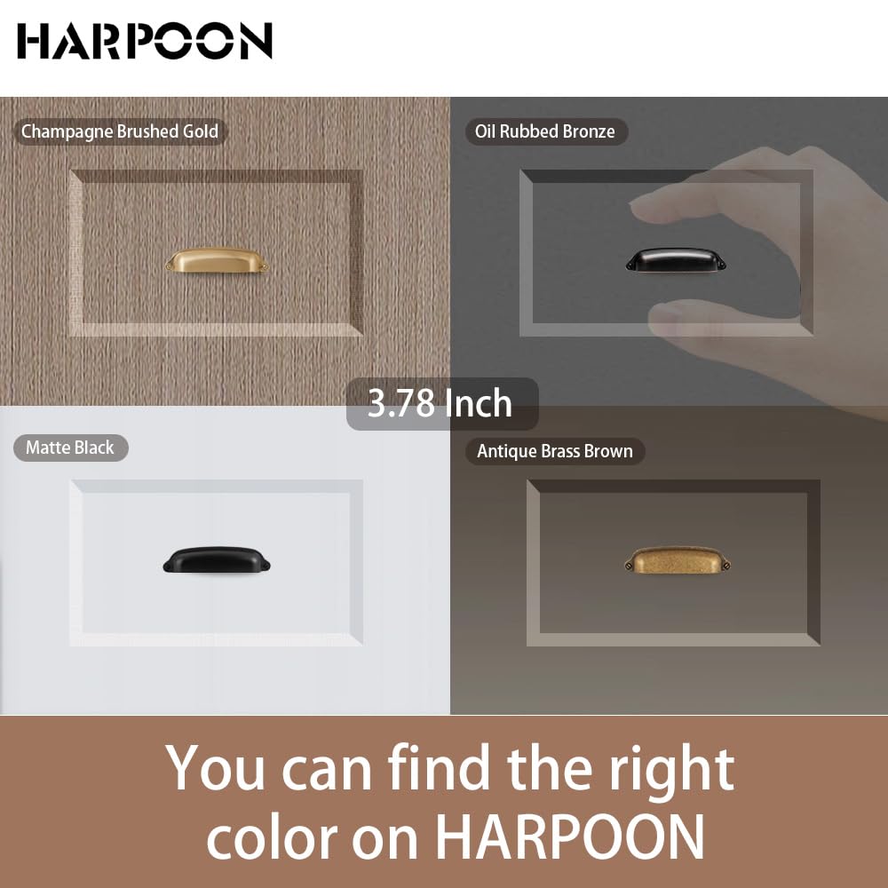 10 Pack 3.78" Bin Cup Drawer Pulls Black Cabinet Handles