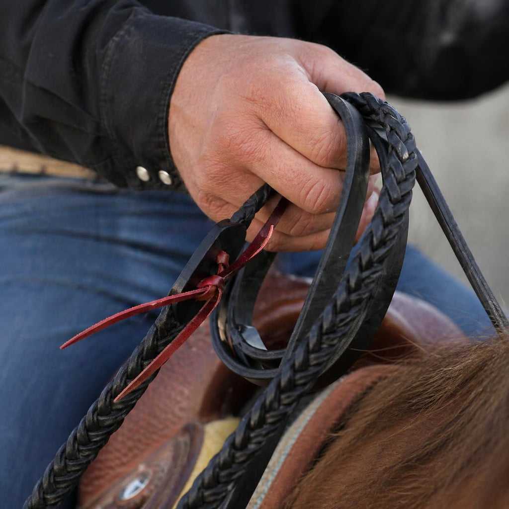 Horse Western 8 Feet Leather Braided Leather Split Reins 66RT49