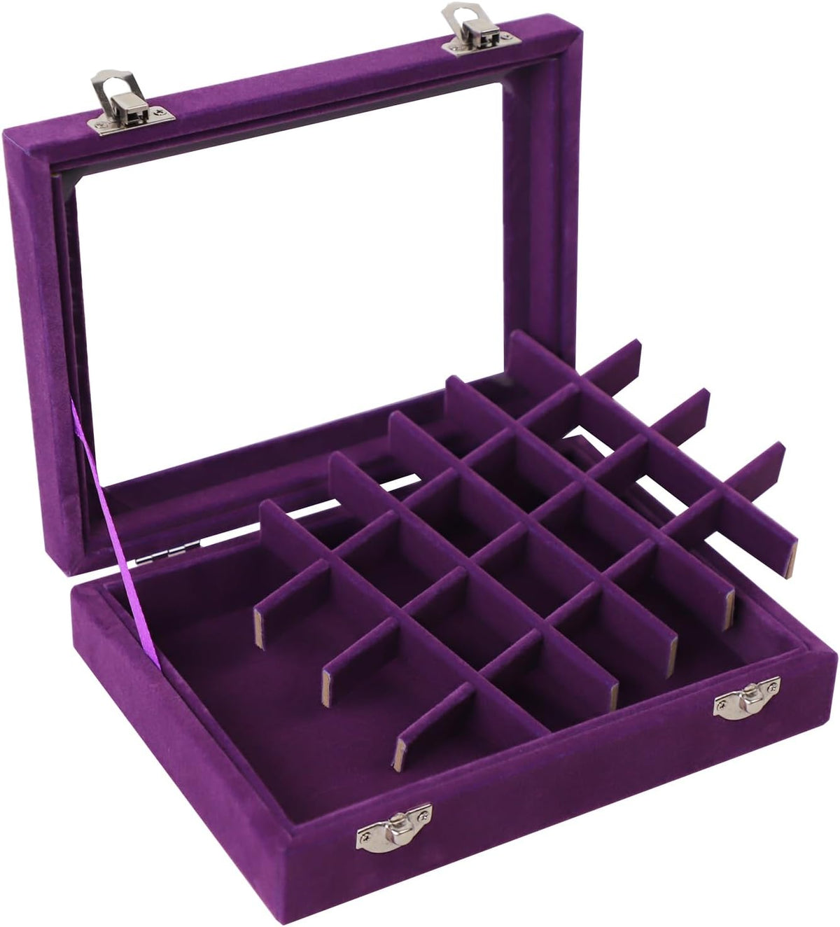 Velvet Jewelry Box 24 Grid Jewelry Earrings Display Organiser Box Ring Tray Holder Earrings Storage Case for Girls