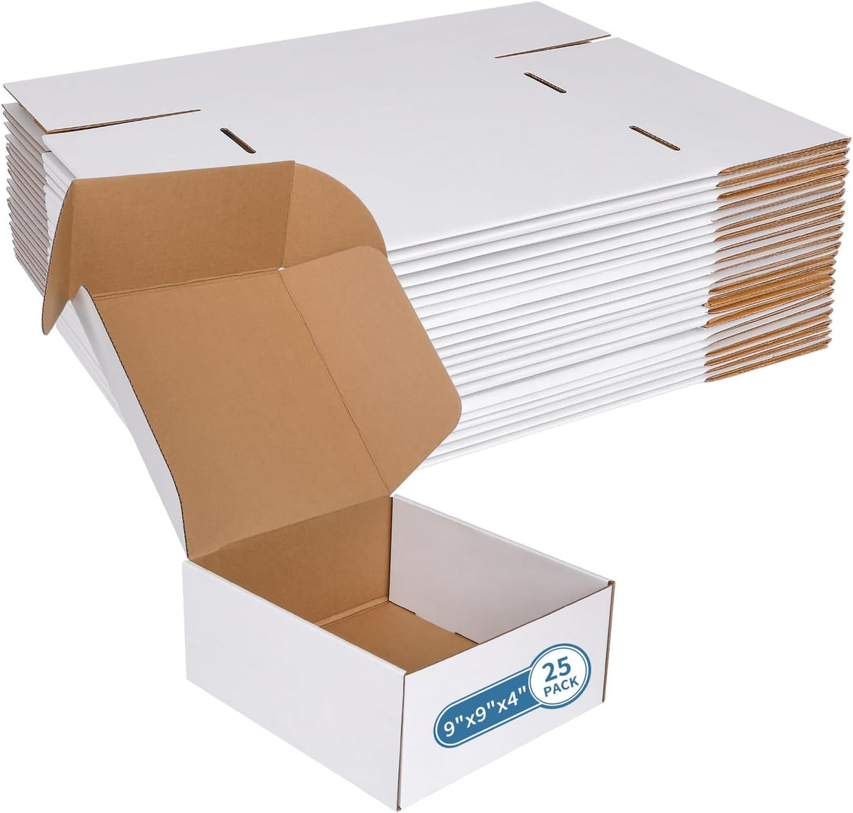 9" x 9" x 4" White Corrugated Cardboard Shipping Boxes Set of 25