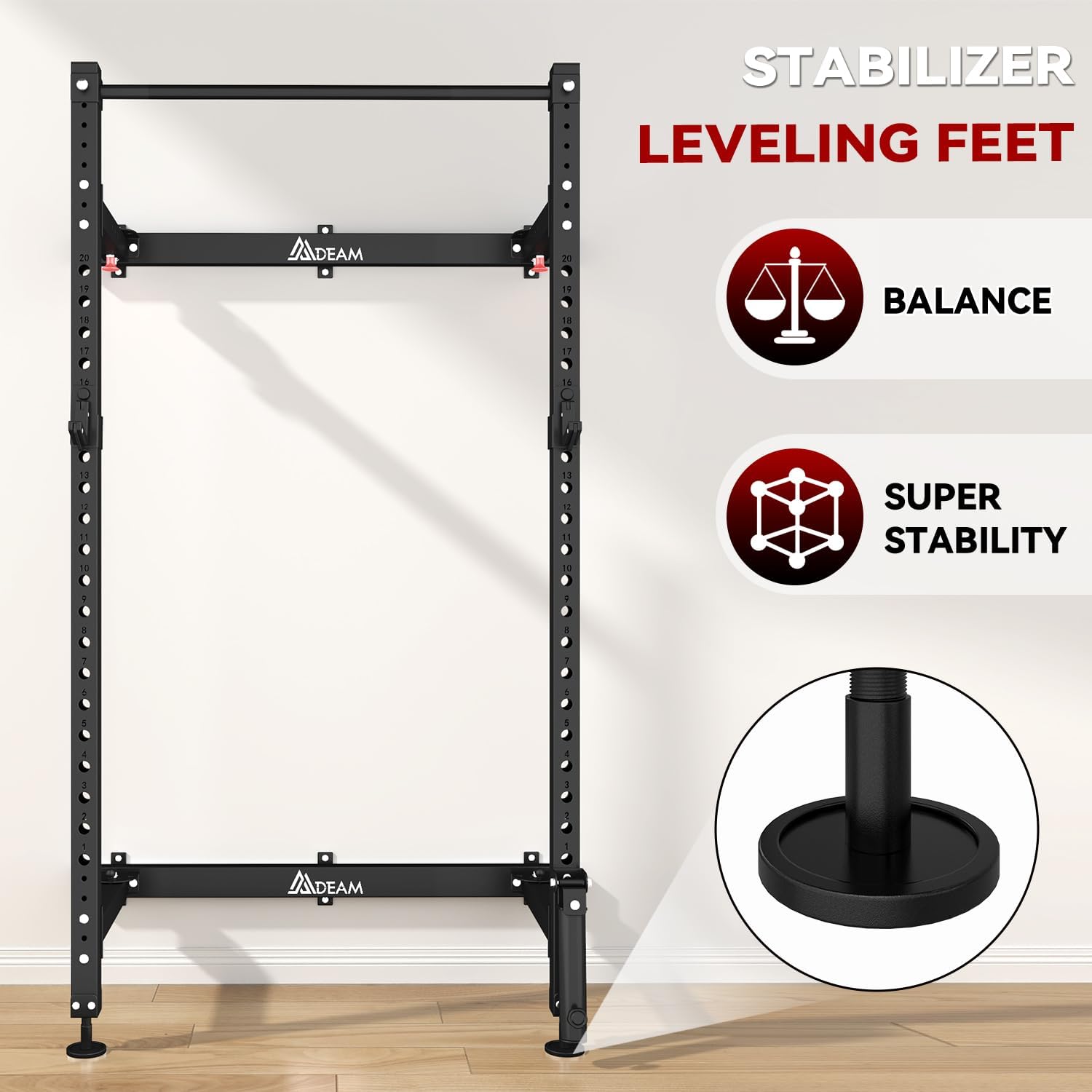 Folding Squat Rack,2.36"x2.36" Wall Mounted Power Rack for Home Gym | Foldable Space-Saving,Heavy-Duty 1000LBS