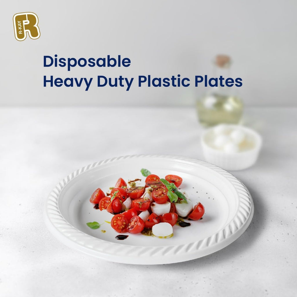 100 Pack 6 Inch White Plastic Plates Disposable - Heavy Duty White Disposable Plates - Microwavable Disposable