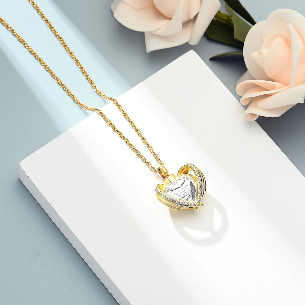 Cremation Heart Urn Necklace Ashes Jewelry for Women Men Keepsake Pendant Memorial Locket Ash Holder