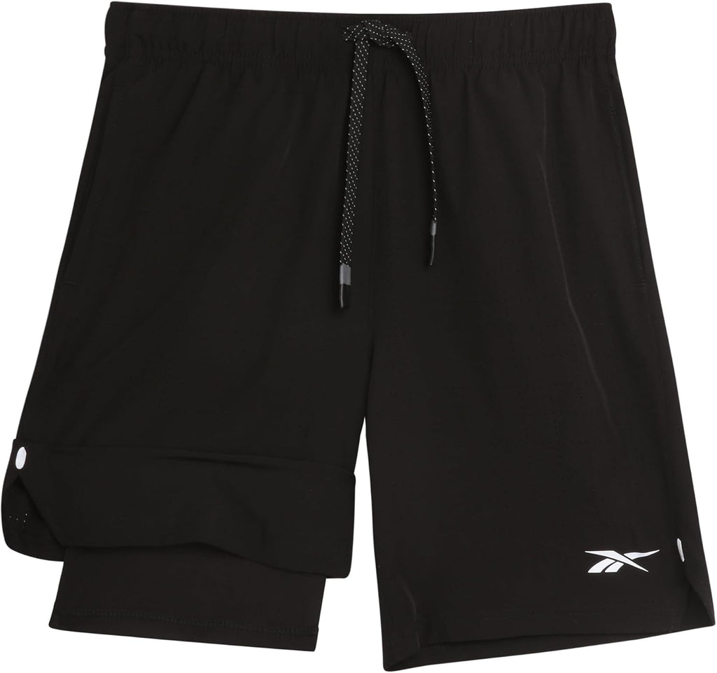 Boys Althletic Basketball Shorts with Compression Liner 1 or 2 Pack | Performance Gym Shorts for Boys - Ventilated