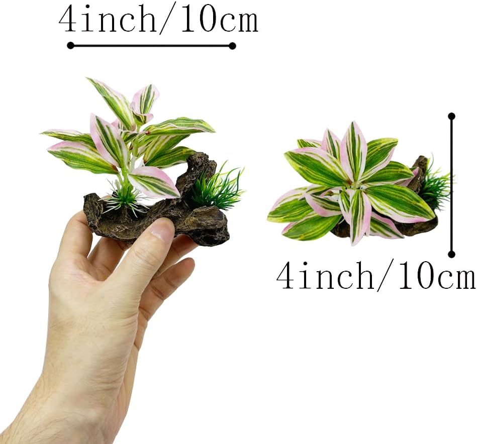 Fish Tank Decorations Aquarium Decor Ornaments Betta Pink/Green Leaf Pad Hammock Artificial Driftwood Goldfish Bowl